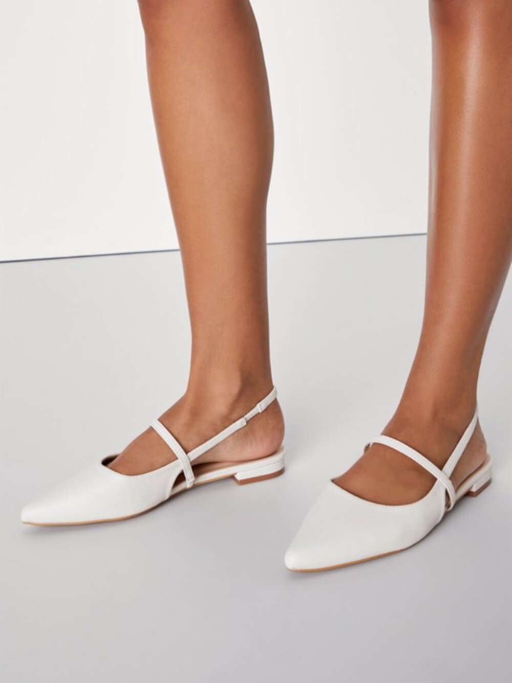 Lulus Kolson Bone Pointed-toe Slingback Flats White - Size 7